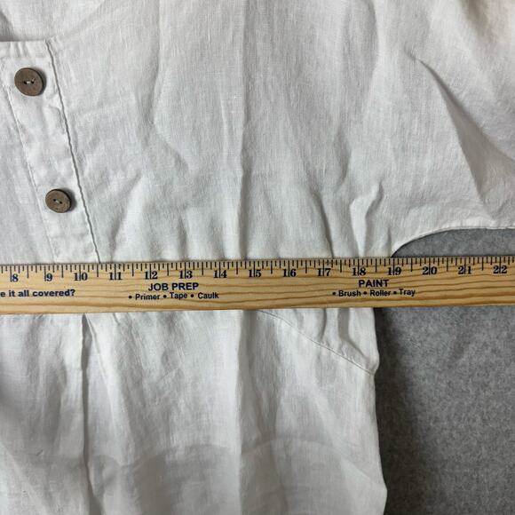 Laura Bianchi White Linen Top Women’s Medium Made in Italy Lagenlook Artsy Boho - Picture 6 of 9